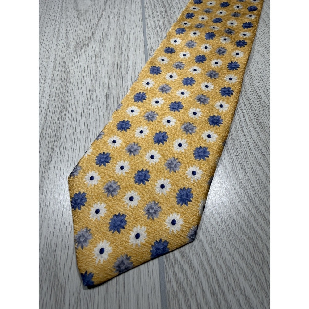 Jos. A. Bank Tie Mens One Size Gold 100% Silk Pointed Floral Jacquard USA